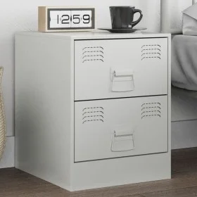 Nachttisch aus weißem Stahl, 34,5 x 39 x 44 cm von vidaXL, Nachttische - Ref: Foro24-841629, Preis: 53,40 €, Rabatt: %