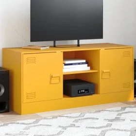 Senfgelber TV-Schrank aus Stahl, 99 x 39 x 44 cm von vidaXL, TV-Möbel - Ref: Foro24-841688, Preis: 78,37 €, Rabatt: %