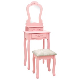 Schminktisch- und Hocker-Set aus rosa Paulownia-Holz, 50x59x136 cm. von vidaXL, Schlafzimmerkommoden - Ref: Foro24-289311, Pr...