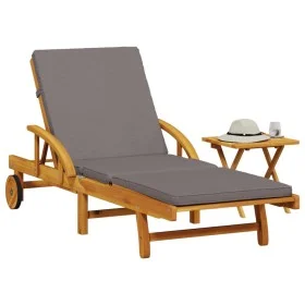 Lounger with cushion and solid acacia wood table by vidaXL, Loungers - Ref: Foro24-3206363, Price: 269,68 €, Discount: %