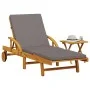 Tumbona con cojín y mesa madera maciza de acacia de vidaXL, Tumbonas - Ref: Foro24-3206363, Precio: 270,23 €, Descuento: %