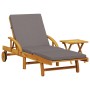 Lounger with cushion and solid acacia wood table by vidaXL, Loungers - Ref: Foro24-3206363, Price: 263,47 €, Discount: %