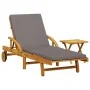Tumbona con cojín y mesa madera maciza de acacia de vidaXL, Tumbonas - Ref: Foro24-3206363, Precio: 270,23 €, Descuento: %
