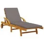 Tumbona con cojín y mesa madera maciza de acacia de vidaXL, Tumbonas - Ref: Foro24-3206363, Precio: 270,23 €, Descuento: %