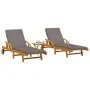 Loungers with table 2 units solid acacia wood by vidaXL, Loungers - Ref: Foro24-3206368, Price: 508,76 €, Discount: %