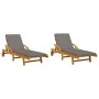 Loungers with table 2 units solid acacia wood by vidaXL, Loungers - Ref: Foro24-3206368, Price: 508,76 €, Discount: %