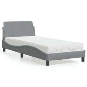 Cama con colchón tela gris claro 90x200 cm de vidaXL, Camas y somieres - Ref: Foro24-3208324, Precio: 237,08 €, Descuento: %