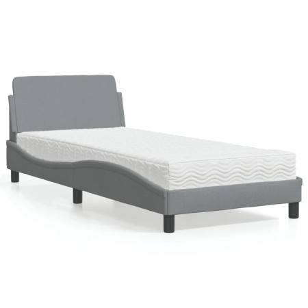 Bett mit hellgrauer Stoffmatratze 90x200 cm von vidaXL, Betten und Lattenroste - Ref: Foro24-3208324, Preis: 237,08 €, Rabatt: %
