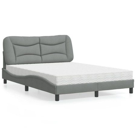 Bed with light gray fabric mattress 140x190 cm by vidaXL, Beds and slatted bases - Ref: Foro24-3208527, Price: 396,60 €, Disc...