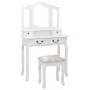 Juego de tocador y taburete madera paulownia blanco 80x69x141cm de vidaXL, Tocadores para dormitorios - Ref: Foro24-289318, P...