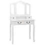 Juego de tocador y taburete madera paulownia blanco 80x69x141cm de vidaXL, Tocadores para dormitorios - Ref: Foro24-289318, P...