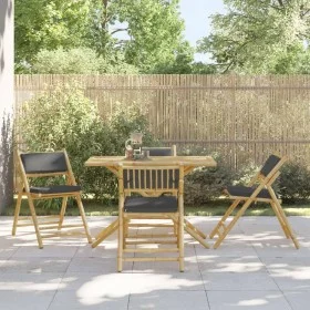 Klappbare Bistrostühle mit Kissen, 4 Stück, dunkelgrauer Bambus von vidaXL, Gartenstühle - Ref: Foro24-3208925, Preis: 251,98...