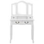 Juego de tocador y taburete madera paulownia blanco 80x69x141cm de vidaXL, Tocadores para dormitorios - Ref: Foro24-289318, P...