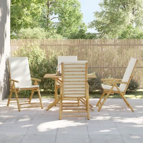 Folding bistro chairs with cushions 4 pcs cream white bamboo by vidaXL, Garden chairs - Ref: Foro24-3208927, Price: 415,37 €,...
