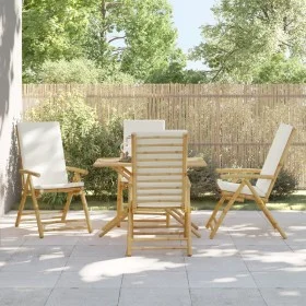 Klappbare Bistrostühle mit Kissen 4 Stück cremeweißer Bambus von vidaXL, Gartenstühle - Ref: Foro24-3208927, Preis: 421,35 €,...