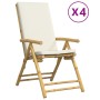 Klappbare Bistrostühle mit Kissen 4 Stück cremeweißer Bambus von vidaXL, Gartenstühle - Ref: Foro24-3208927, Preis: 415,37 €,...