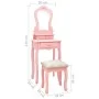 Juego de tocador y taburete madera paulownia rosa 50x59x136 cm by vidaXL, Bedroom Dressers - Ref: Foro24-289311, Price: 86,59...