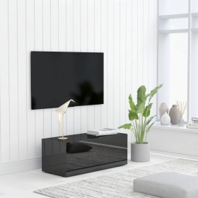 Mueble TV madera contrachapada negro brillante 80x34x30 cm