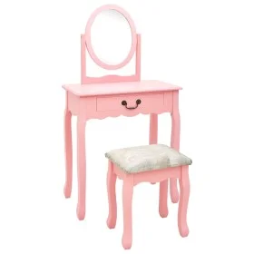 Tocador y taburete madera paulownia y MDF rosa 65x36x128 cm de vidaXL, Tocadores para dormitorios - Ref: Foro24-289331, Preci...