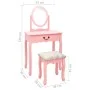 Tocador y taburete madera paulownia y MDF rosa 65x36x128 cm de vidaXL, Tocadores para dormitorios - Ref: Foro24-289331, Preci...