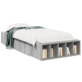 Sonoma gray engineered wood bed frame 90x190 cm by vidaXL, Beds and slatted bases - Ref: Foro24-3280620, Price: 105,03 €, Dis...