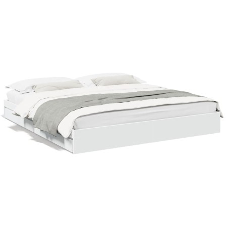 White engineered wood bed frame with drawers 200x200 cm by vidaXL, Beds and slatted bases - Ref: Foro24-3280629, Price: 189,6...