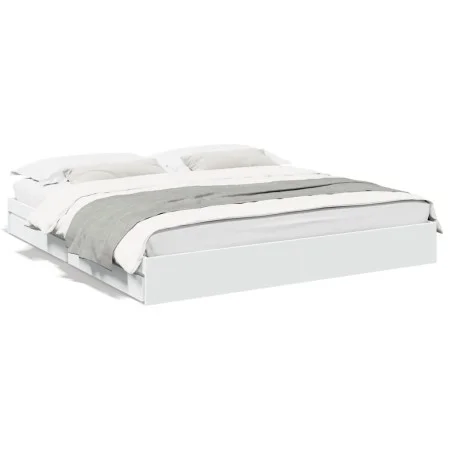 White engineered wood bed frame with drawers 200x200 cm by vidaXL, Beds and slatted bases - Ref: Foro24-3280629, Price: 187,3...