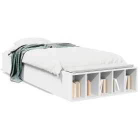 White engineered wood bed frame 75x190 cm by vidaXL, Beds and slatted bases - Ref: Foro24-3280622, Price: 103,01 €, Discount: %