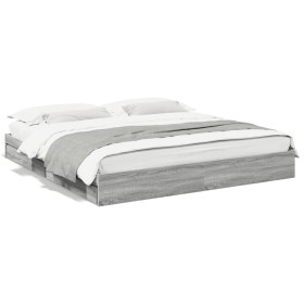 Sonoma gray engineered wood bed with drawers 200x200 cm by vidaXL, Beds and slatted bases - Ref: Foro24-3280634, Price: 188,5...