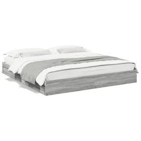 Sonoma gray engineered wood bed with drawers 200x200 cm by vidaXL, Beds and slatted bases - Ref: Foro24-3280634, Price: 185,5...