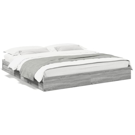 Sonoma graues Holzwerkstoffbett mit Schubladen 200x200 cm von vidaXL, Betten und Lattenroste - Ref: Foro24-3280634, Preis: 18...