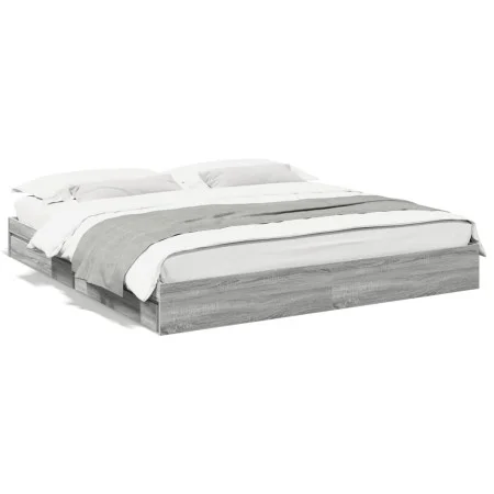 Sonoma graues Holzwerkstoffbett mit Schubladen 200x200 cm von vidaXL, Betten und Lattenroste - Ref: Foro24-3280634, Preis: 18...