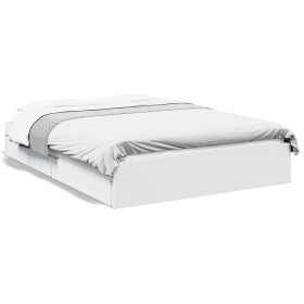 Weißes Holzwerkstoffbett mit Schubladen 140x200 cm von vidaXL, Betten und Lattenroste - Ref: Foro24-3280657, Preis: 281,11 €,...