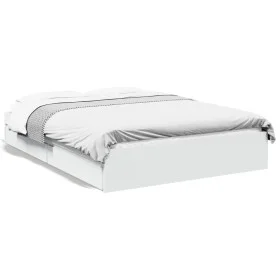 White engineered wood bed with drawers 140x200 cm by vidaXL, Beds and slatted bases - Ref: Foro24-3280657, Price: 274,09 €, D...