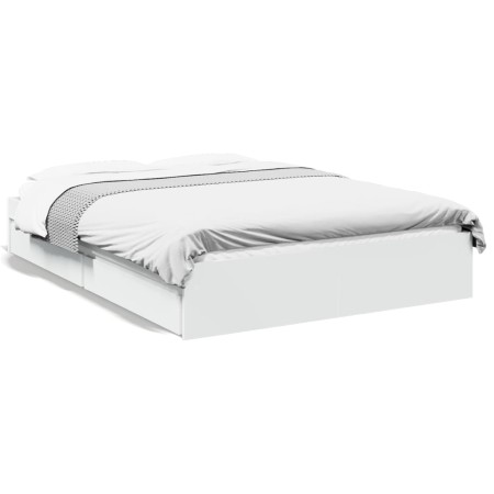 Weißes Holzwerkstoffbett mit Schubladen 140x200 cm von vidaXL, Betten und Lattenroste - Ref: Foro24-3280657, Preis: 281,11 €,...