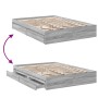 Cama con cajones madera ingeniería gris Sonoma 140x200 cm de vidaXL, Camas y somieres - Ref: Foro24-3280662, Precio: 173,57 €...