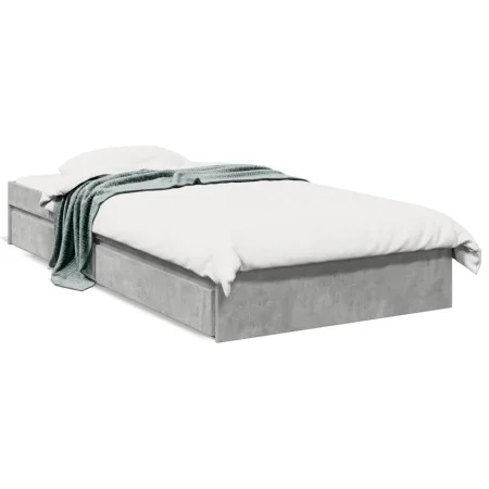 Concrete gray engineered wood bed with drawers 100x200 cm by vidaXL, Beds and slatted bases - Ref: Foro24-3280674, Price: 129...