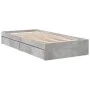 Concrete gray engineered wood bed with drawers 100x200 cm by vidaXL, Beds and slatted bases - Ref: Foro24-3280674, Price: 129...