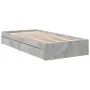 Concrete gray engineered wood bed with drawers 100x200 cm by vidaXL, Beds and slatted bases - Ref: Foro24-3280674, Price: 129...