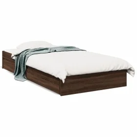 Oak brown engineered wood bed with drawers 90x190 cm by vidaXL, Beds and slatted bases - Ref: Foro24-3280712, Price: 132,70 €...