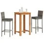 Gartentisch und Hocker 3 Stück Akazienholz PE Rattan grau von vidaXL, Gartensets - Ref: Foro24-3295263, Preis: 263,51 €, Raba...