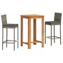 Garden table and stools 3 pieces acacia wood PE rattan gray by vidaXL, Garden sets - Ref: Foro24-3295263, Price: 285,96 €, Di...