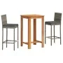 Gartentisch und Hocker 3 Stück Akazienholz PE Rattan grau von vidaXL, Gartensets - Ref: Foro24-3295263, Preis: 263,51 €, Raba...