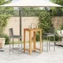 Gartentisch und Hocker 3 Stück Akazienholz PE Rattan grau von vidaXL, Gartensets - Ref: Foro24-3295263, Preis: 263,51 €, Raba...