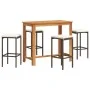 Garden table and stools 5 pcs acacia wood PE rattan brown by vidaXL, Garden sets - Ref: Foro24-3295282, Price: 287,36 €, Disc...