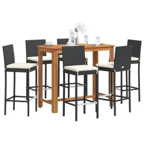 Garden table and stools 7 pcs acacia wood PE rattan black by vidaXL, Garden sets - Ref: Foro24-3295280, Price: 625,85 €, Disc...