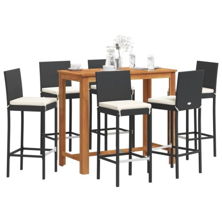 Gartentisch und Hocker 7 Stück Akazienholz PE Rattan schwarz von vidaXL, Gartensets - Ref: Foro24-3295280, Preis: 664,75 €, R...