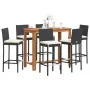 Garden table and stools 7 pcs acacia wood PE rattan black by vidaXL, Garden sets - Ref: Foro24-3295280, Price: 625,82 €, Disc...