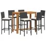 Garden table and stools 7 pcs acacia wood PE rattan black by vidaXL, Garden sets - Ref: Foro24-3295280, Price: 625,82 €, Disc...