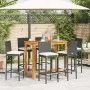Garden table and stools 7 pcs acacia wood PE rattan black by vidaXL, Garden sets - Ref: Foro24-3295280, Price: 625,82 €, Disc...